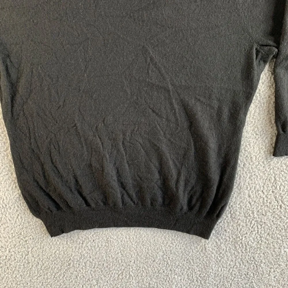 Talbots Sweater Womens Medium Black Pure Cashmere Pullover V Neck 3/4‎ Sleeve